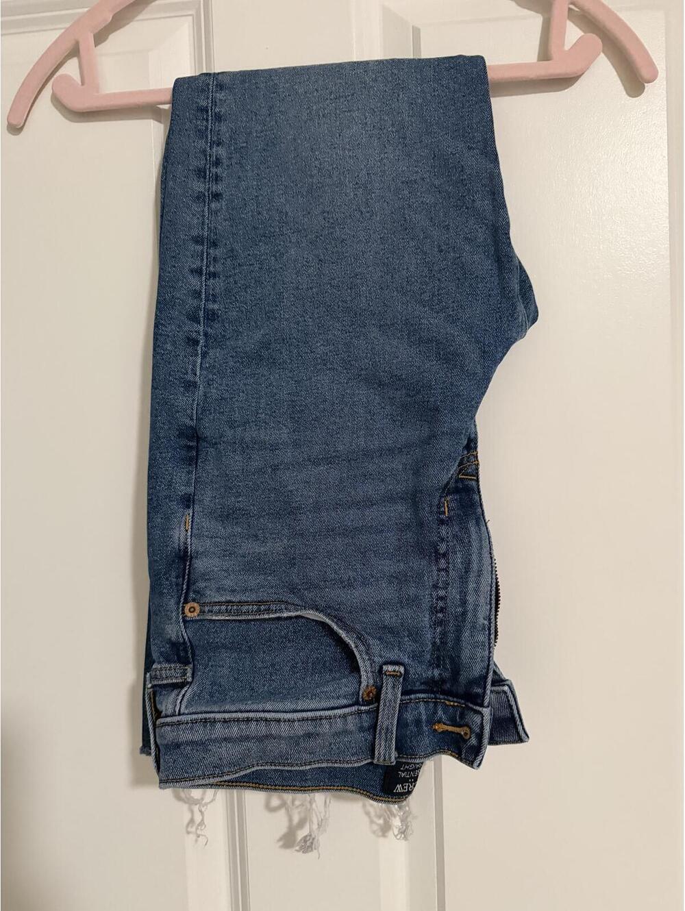 J.Crew Factory Essential Straight Raw Hem Jeans Medium Wash Size 27